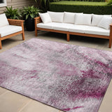 Homeroots 8' X 10' Pink Abstract Washable Non Skid Indoor Outdoor Area Rug Pink Polyester 559601