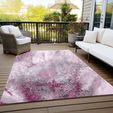 Homeroots 8' X 10' Pink Abstract Washable Non Skid Indoor Outdoor Area Rug Pink Polyester 559601