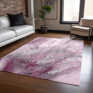 HomeRoots 5' Beige Abstract Washable Indoor Outdoor Area Rug - Durable, Stain-Resistant, Non-Skid Design 8' X 10' 559601
