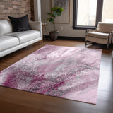 Homeroots 8' X 10' Pink Abstract Washable Non Skid Indoor Outdoor Area Rug Pink Polyester 559601