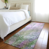 Homeroots 8' Runner Purple Abstract Washable Non Skid Indoor Outdoor Runner Rug Purple Polyester 559605