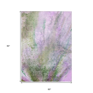 HomeRoots 5' Beige Abstract Washable Indoor Outdoor Area Rug - Durable, Stain-Resistant, Non-Skid Design 5' X 8' 559608