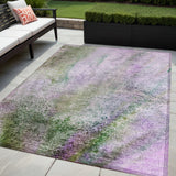 Homeroots 5' X 8' Purple Abstract Washable Non Skid Indoor Outdoor Area Rug Purple Polyester 559608