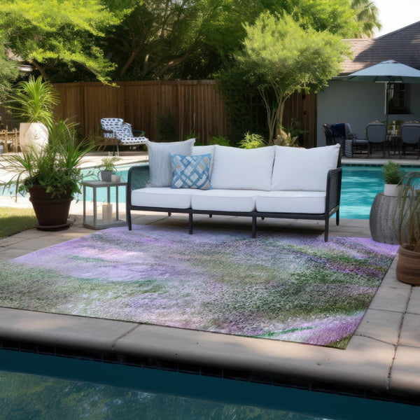 HomeRoots 5' Beige Abstract Washable Indoor Outdoor Area Rug - Durable, Stain-Resistant, Non-Skid Design 5' X 8' 559608