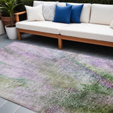 Homeroots 9' X 12' Purple Abstract Washable Non Skid Indoor Outdoor Area Rug Purple Polyester 559611