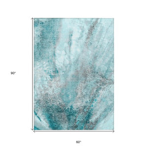 Homeroots 5' Beige Abstract Washable Non-skid Area Rug - Elegant, Stain Resistant, Perfect For Indoor & Outdoor Use 5' X 8' Polyester 559617