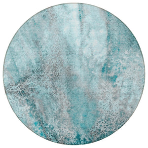HomeRoots 5' Beige Abstract Washable Indoor Outdoor Area Rug - Durable, Stain-Resistant, Non-Skid Design 8' Round 559618