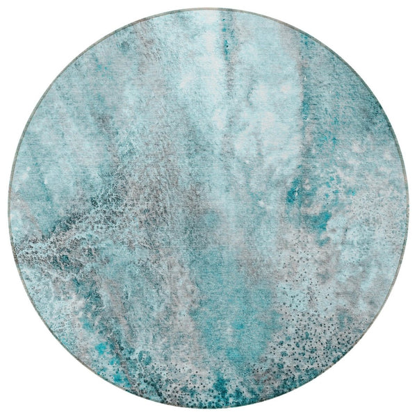 HomeRoots 5' Beige Abstract Washable Indoor Outdoor Area Rug - Durable, Stain-Resistant, Non-Skid Design 8' Round 559618