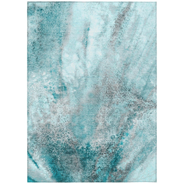HomeRoots 5' Beige Abstract Washable Indoor Outdoor Area Rug - Durable, Stain-Resistant, Non-Skid Design 8' X 10' 559619