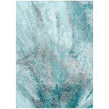 Homeroots 9' X 12' Gray And Ivory Abstract Washable Non Skid Indoor Outdoor Area Rug Teal Polyester 559620