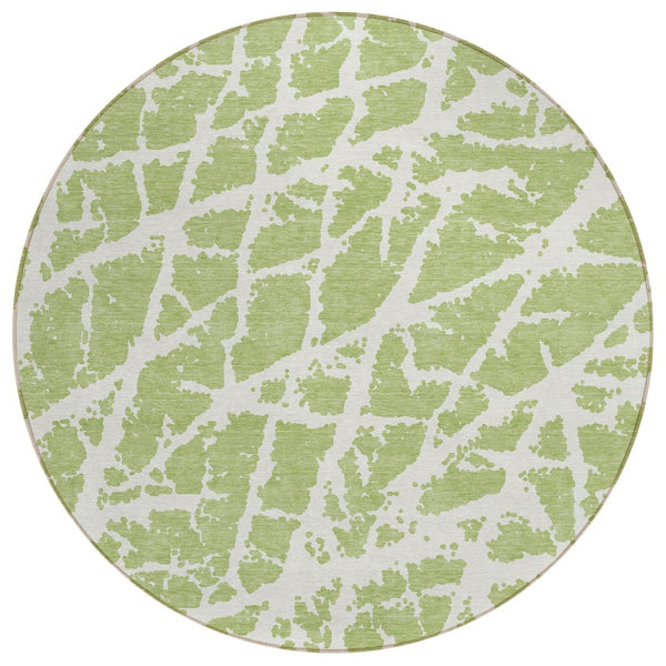 HomeRoots 5' Beige and Ivory Abstract Area Rug - Washable, Non-Skid, Stylish for Indoor and Outdoor Spaces 8' Round 559627