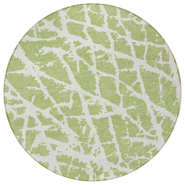 HomeRoots 5' Beige and Ivory Abstract Area Rug - Washable, Non-Skid, Stylish for Indoor and Outdoor Spaces 8' Round 559627