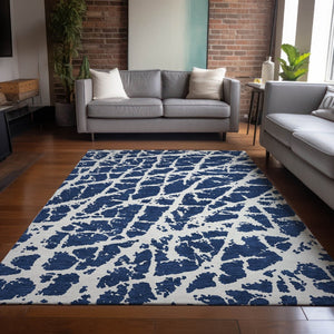 HomeRoots 5' Beige and Ivory Abstract Area Rug - Washable, Non-Skid, Stylish for Indoor and Outdoor Spaces 5' X 8' 559635