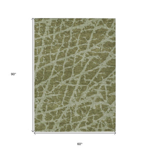 HomeRoots 5' Beige and Ivory Abstract Area Rug - Washable, Non-Skid, Stylish for Indoor and Outdoor Spaces 5' X 8' 559644