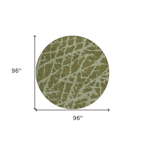 HomeRoots 5' Beige and Ivory Abstract Area Rug - Washable, Non-Skid, Stylish for Indoor and Outdoor Spaces 8' Round 559645