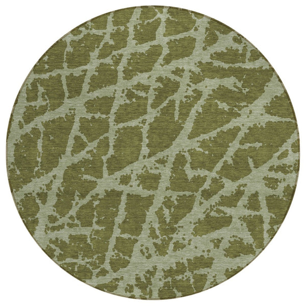 HomeRoots 5' Beige and Ivory Abstract Area Rug - Washable, Non-Skid, Stylish for Indoor and Outdoor Spaces 8' Round 559645