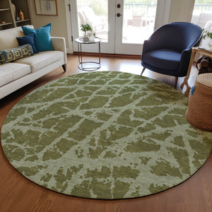 HomeRoots 5' Beige and Ivory Abstract Area Rug - Washable, Non-Skid, Stylish for Indoor and Outdoor Spaces 8' Round 559645