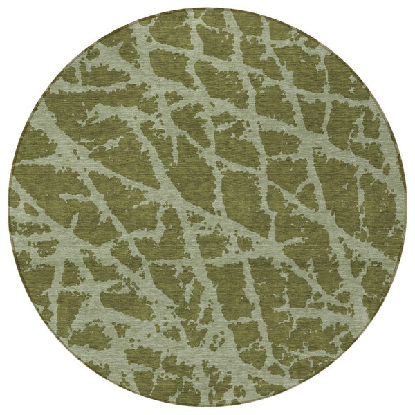 HomeRoots 5' Beige and Ivory Abstract Area Rug - Washable, Non-Skid, Stylish for Indoor and Outdoor Spaces 8' Round 559645