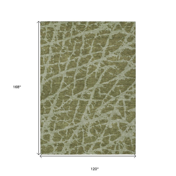 HomeRoots 5' Beige and Ivory Abstract Area Rug - Washable, Non-Skid, Stylish for Indoor and Outdoor Spaces 10' X 14' 559648