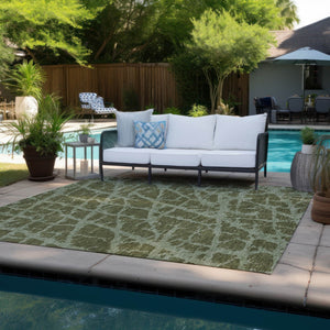HomeRoots 5' Beige and Ivory Abstract Area Rug - Washable, Non-Skid, Stylish for Indoor and Outdoor Spaces 10' X 14' 559648