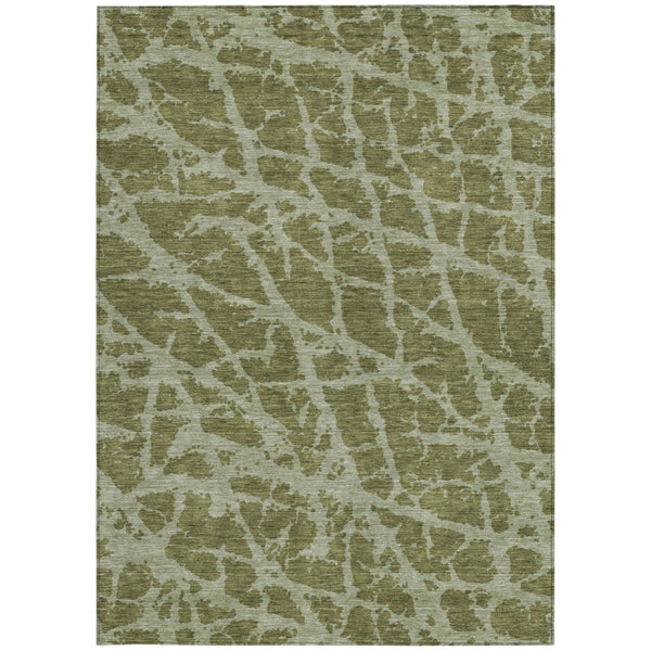 HomeRoots 5' Beige and Ivory Abstract Area Rug - Washable, Non-Skid, Stylish for Indoor and Outdoor Spaces 10' X 14' 559648