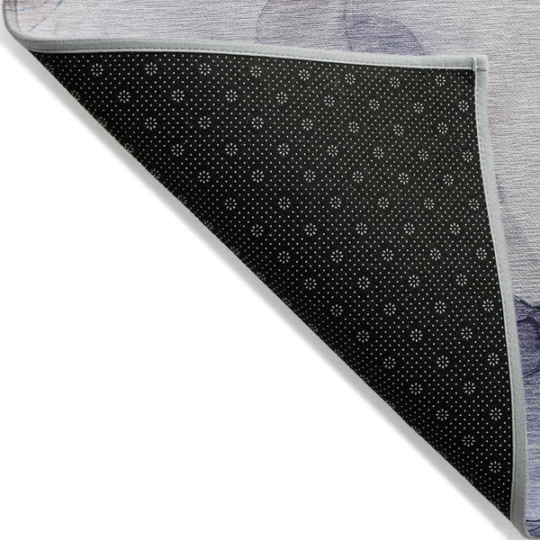 Homeroots 8' Runner Blue Abstract Washable Non Skid Indoor Outdoor Runner Rug Navy Polyester 559659