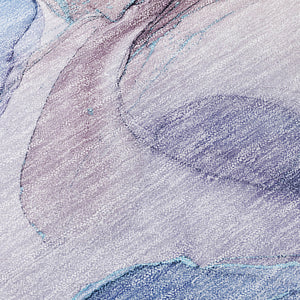 Homeroots 8' Runner Blue Abstract Washable Non Skid Indoor Outdoor Runner Rug Navy Polyester 559659