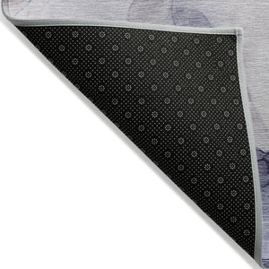 Homeroots 5' X 8' Blue Abstract Washable Non Skid Indoor Outdoor Area Rug Navy Polyester 559662