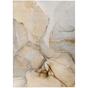 HomeRoots 5' Beige Abstract Area Rug - Washable, Non-Skid Design for Indoor and Outdoor Spaces, Durable & Stylish 10' X 14' 559675