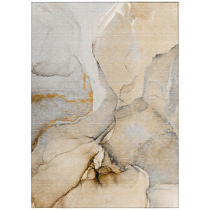 HomeRoots 5' Beige Abstract Area Rug - Washable, Non-Skid Design for Indoor and Outdoor Spaces, Durable & Stylish 10' X 14' 559675