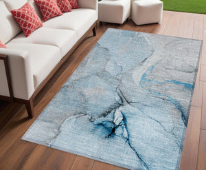 HomeRoots 5' Beige Abstract Area Rug - Washable, Non-Skid Design for Indoor and Outdoor Spaces, Durable & Stylish 5' X 8' 559680