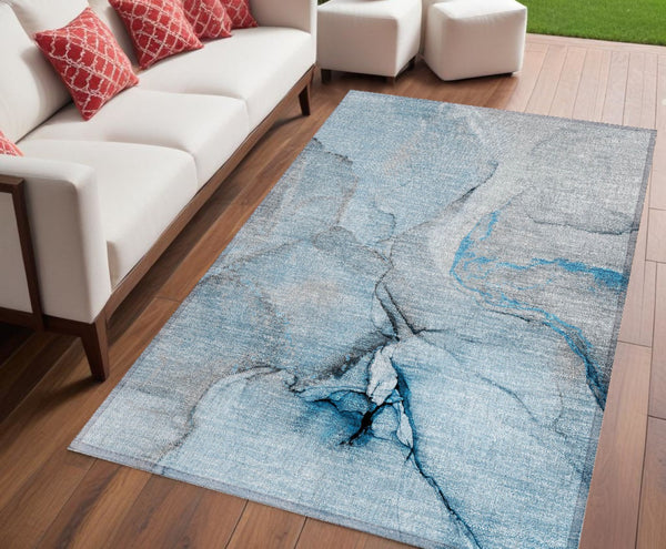 HomeRoots 5' Beige Abstract Area Rug - Washable, Non-Skid Design for Indoor and Outdoor Spaces, Durable & Stylish 5' X 8' 559680