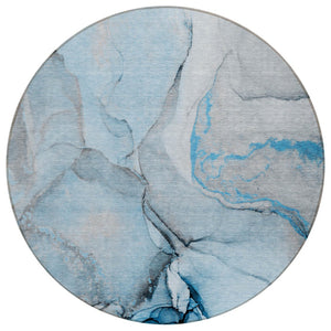 HomeRoots 5' Beige Abstract Area Rug - Washable, Non-Skid Design for Indoor and Outdoor Spaces, Durable & Stylish 8' Round 559681