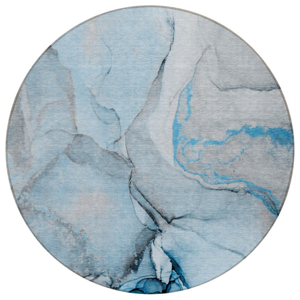 HomeRoots 5' Beige Abstract Area Rug - Washable, Non-Skid Design for Indoor and Outdoor Spaces, Durable & Stylish 8' Round 559681