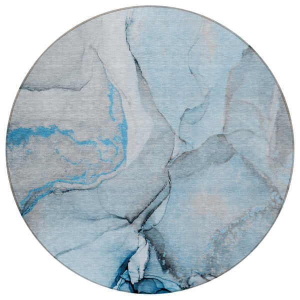 HomeRoots 5' Beige Abstract Area Rug - Washable, Non-Skid Design for Indoor and Outdoor Spaces, Durable & Stylish 8' Round 559681