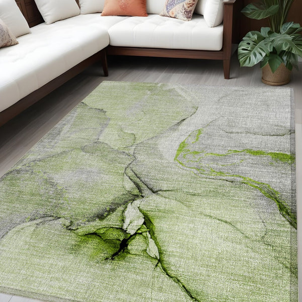 HomeRoots 5' Beige Abstract Area Rug - Washable, Non-Skid Design for Indoor and Outdoor Spaces, Durable & Stylish 5' X 8' 559689