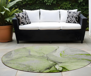 HomeRoots 5' Beige Abstract Area Rug - Washable, Non-Skid Design for Indoor and Outdoor Spaces, Durable & Stylish 8' Round 559690