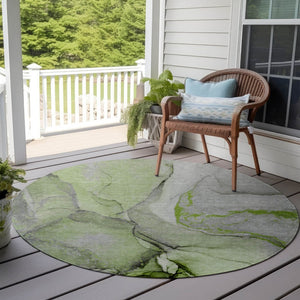 HomeRoots 5' Beige Abstract Area Rug - Washable, Non-Skid Design for Indoor and Outdoor Spaces, Durable & Stylish 8' Round 559690