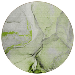 HomeRoots 5' Beige Abstract Area Rug - Washable, Non-Skid Design for Indoor and Outdoor Spaces, Durable & Stylish 8' Round 559690