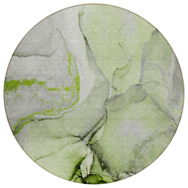 HomeRoots 5' Beige Abstract Area Rug - Washable, Non-Skid Design for Indoor and Outdoor Spaces, Durable & Stylish 8' Round 559690