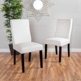 Christopher Knight Home® - Noble House - Corbin Contemporary Fabric Dining Chair, Ivory and Matte Black - Set of 2