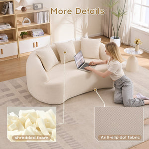 English Elm Ly-049s Curved Chenille Loveseat with Boneless Frame for Modern Living Spaces Off White W2231P402437