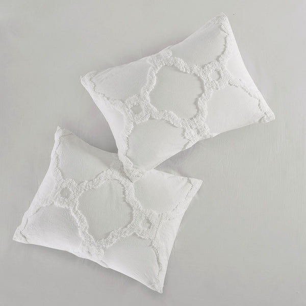 English Elm 3 Piece Tufted Cotton Chenille Geometric Comforter Set Off-White Full/Queen – Soft OEKO-TEX, Machine Washable Elegance B03597079