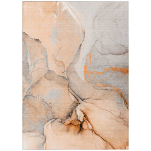 HomeRoots 5' Beige Abstract Area Rug - Washable, Non-Skid Design for Indoor and Outdoor Spaces, Durable & Stylish 10' X 14' 559702