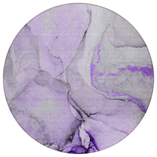 HomeRoots 5' Beige Abstract Area Rug - Washable, Non-Skid Design for Indoor and Outdoor Spaces, Durable & Stylish 8' Round 559708