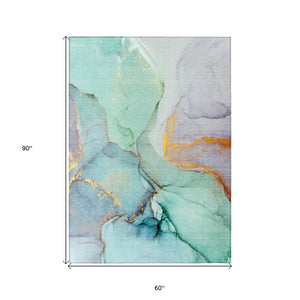 HomeRoots 5' Beige Abstract Area Rug - Washable, Non-Skid Design for Indoor and Outdoor Spaces, Durable & Stylish 5' X 8' 559716