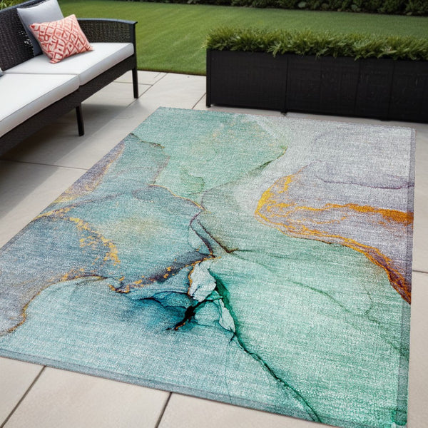 HomeRoots 5' Beige Abstract Area Rug - Washable, Non-Skid Design for Indoor and Outdoor Spaces, Durable & Stylish 5' X 8' 559716