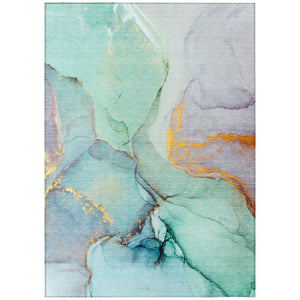 HomeRoots 5' Beige Abstract Area Rug - Washable, Non-Skid Design for Indoor and Outdoor Spaces, Durable & Stylish 5' X 8' 559716