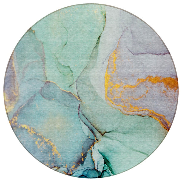 HomeRoots 5' Beige Abstract Area Rug - Washable, Non-Skid Design for Indoor and Outdoor Spaces, Durable & Stylish 8' Round 559717