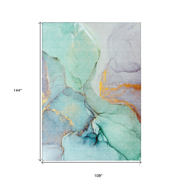 HomeRoots 5' Beige Abstract Area Rug - Washable, Non-Skid Design for Indoor and Outdoor Spaces, Durable & Stylish 9' X 12' 559719